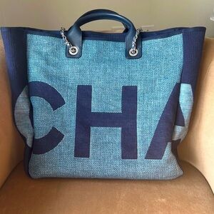 Chanel XL Deauville Canvas Tote NEW